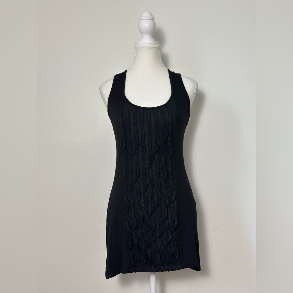 SUZY SHIER Black Y2K Whimsigoth Ruffle Bodycon Mini Dress Size M